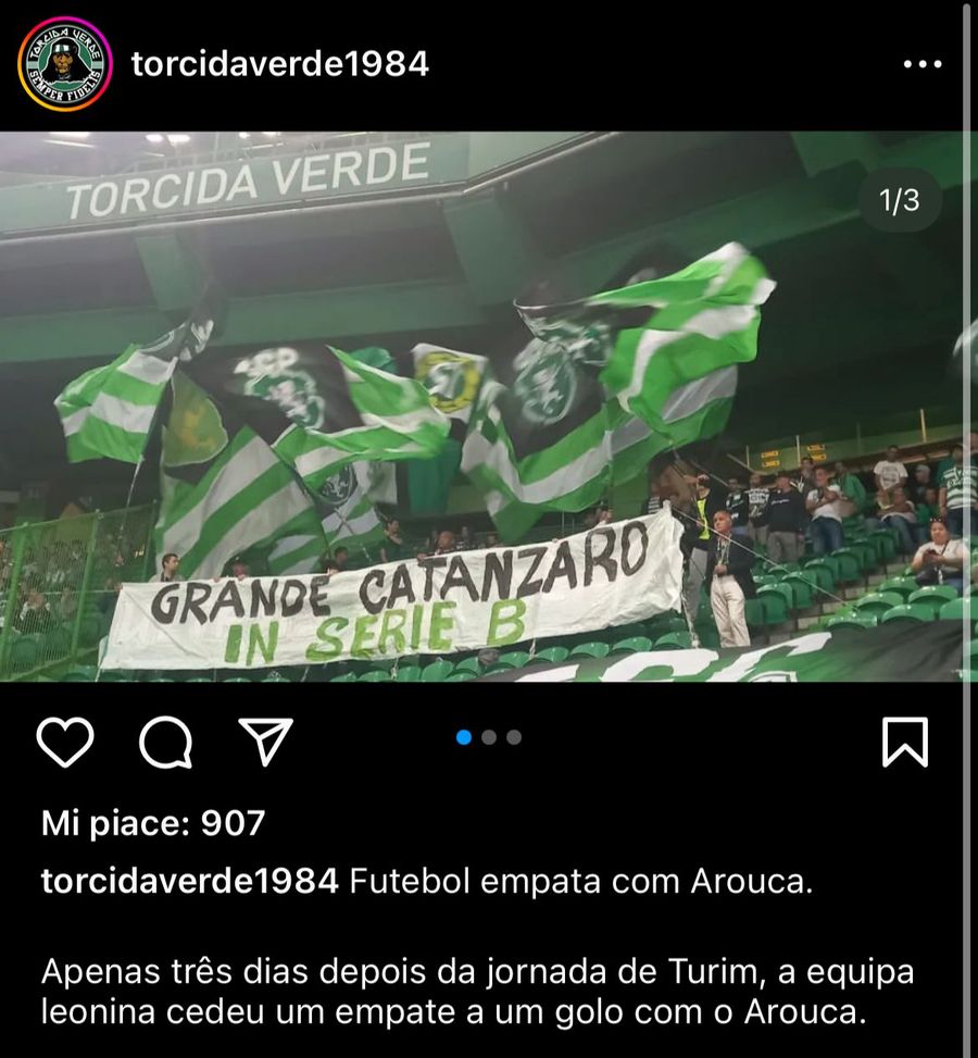 FOTO – Sporting Lisbona, gemellaggio non solo con la Fiorentina: lo striscione- immagine 2