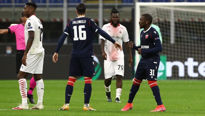 El Fardou Mohamed Ben Nabouhane de Crvena Zvezda segna contro il Milan (Getty Images) 