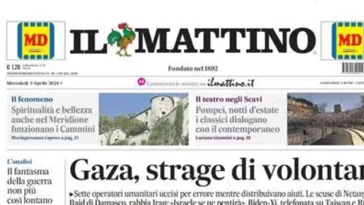 PRIMA PAGINA IL MATTINO OGGI
