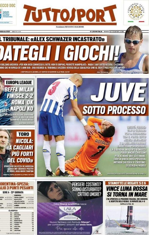 Prima Pagina, Tuttosport: “Juve sotto processo, società furiosa con la squadra. Dategli i giochi! Alex Schwazer incastrato” Prima Pagina, Tuttosport: “Juve sotto processo, società furiosa con la squadra. Dategli i giochi! Alex Schwazer incastrato”