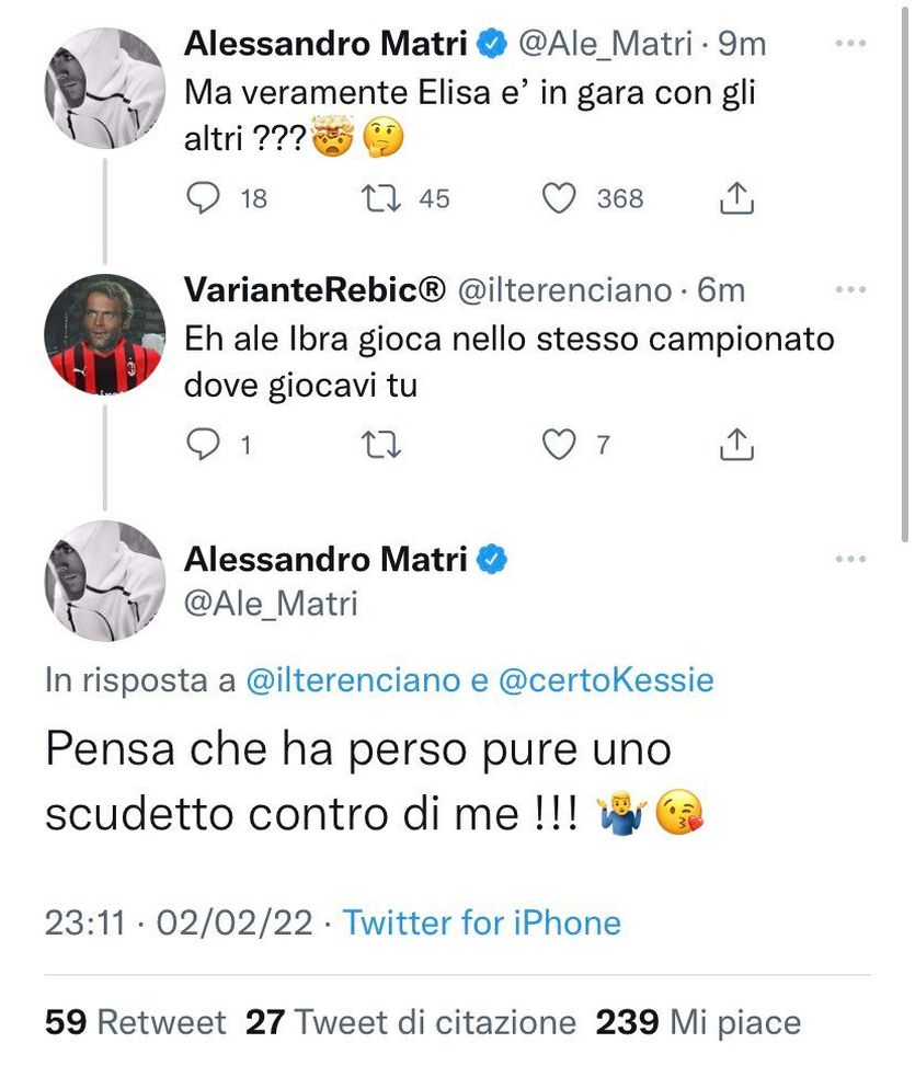 Alessandro Matri applaude Elisa a Sanremo: e poi stuzzica Ibra…- immagine 2