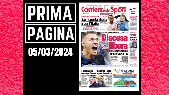 Prima pagina Corriere dello Sport: Inter, rigore inesistente