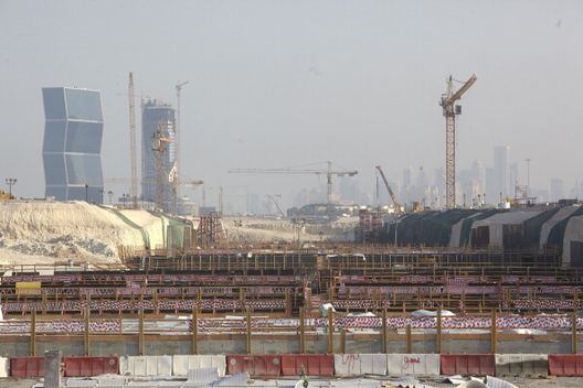 Soccer: FIFA World Cup Preview: View of construction site in Al Daayen. Scenic view of the new, planned skyline of Lusail city and the towers of West Bay, Doha. Qatar 2022 Special Report. 
Lusail, Qatar 9/19/2013
CREDIT: Scott Nelson (Photo by Scott Nelson /Sports Illustrated/Getty Images)
(Set Number: X156949 TK3 R1 F18 ) 