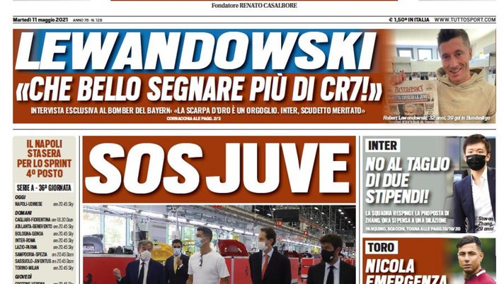Prima Pagina, Tuttosport: “Sos Juve. Inter, no al taglio stipendi. Gigio, Champions per restare”  Prima Pagina, Tuttosport: “Sos Juve. Inter, no al taglio stipendi. Gigio, Champions per restare”