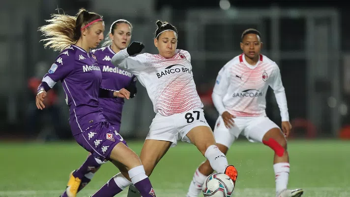Veronica Boquete (centrocampista Milan Femminile) qui durante Fiorentina-Milan 2-1 di Supercoppa (Milan Femminile 2020-2021) | AC Milan News (Getty Images)