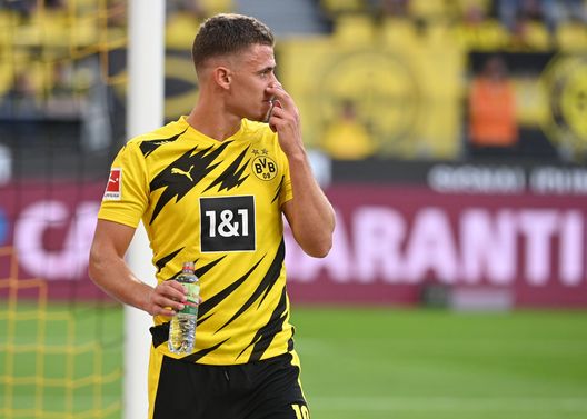 Dortmund's Belgian forward Thorgan Hazard leaves injured the pitch during the German first division Bundesliga football match Borussia Dortmund v Borussia Moenchengladbach in Dortmund, western Germany on September 19, 2020. (Photo by Ina Fassbender / AFP) / DFL REGULATIONS PROHIBIT ANY USE OF PHOTOGRAPHS AS IMAGE SEQUENCES AND/OR QUASI-VIDEO (Photo by INA FASSBENDER/AFP via Getty Images)
