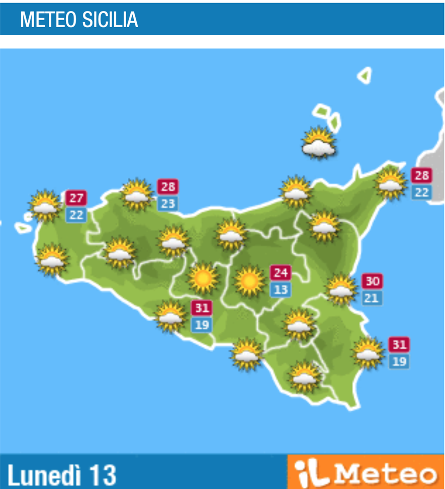 Meteo, Palermo: poco nuvoloso e nubi sparse, le previsioni di lunedì 13 settembre 