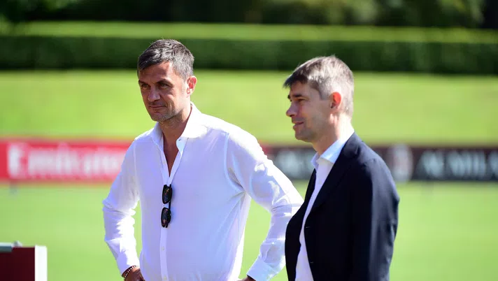 Paolo Maldini e Ricky Massara, dirigenti del Milan (getty images)