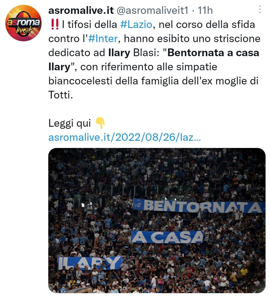 Dopo le ironie romaniste su Chiara Nasti, la risposta laziale nel derby infinito: “Ilary, finalmente…”- immagine 3