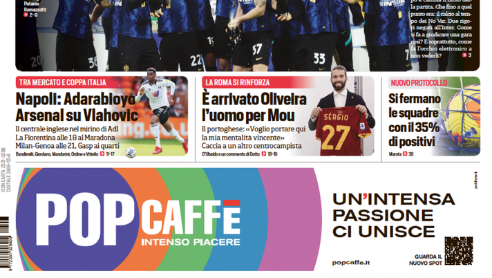 Prima Pagina, Corriere dello Sport: “Inter Maravilla. Arsenal su Vlahovic” - immagine 1