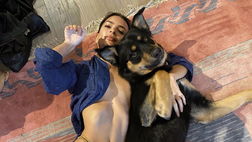 Emily ‘tormenta’ di coccole il cane. La Ratajkowski in posa sexy fa impazzire il web
