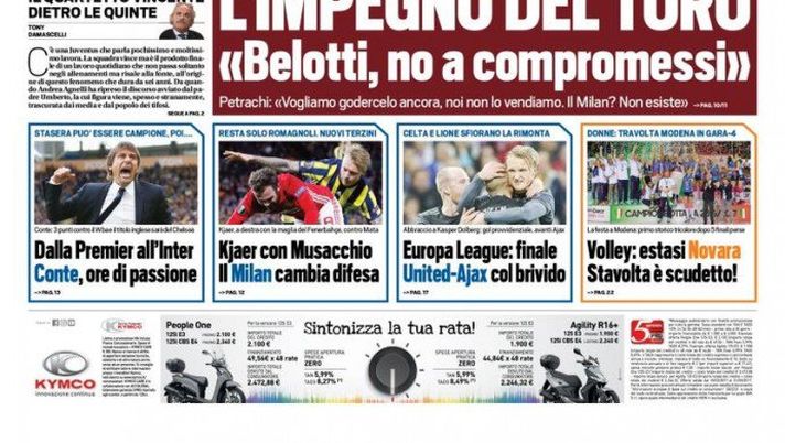 Prima Pagina, Tuttosport: “Casa Juve, all’Olimpico per altri trionfi. Kjaer-Musacchio, il Milan cambia difesa” Prima Pagina, Tuttosport: “Casa Juve, all’Olimpico per altri trionfi. Kjaer-Musacchio, il Milan cambia difesa”