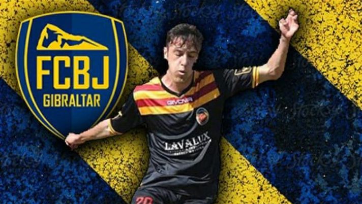 L'immagine postata sui social dal club di Gibilterra per annunciare Nicolas Delvecchio 