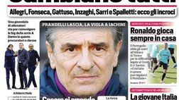 Prima Pagina, Corriere dello Sport: “Cambiano tutti. Cesare si arrende! Ronaldo gioca sempre in casa”