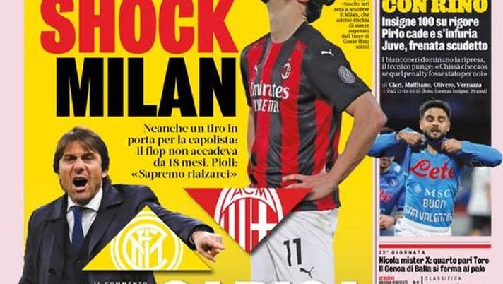La Gazzetta dello Sport, la prima pagina di oggi, domenica 14 febbraio 2021 