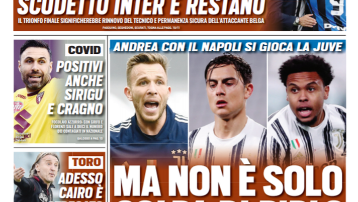 Prima Pagina, Tuttosport: “Ma non è solo colpa di Pirlo. Conte-Lukaku, scudetto Inter e restano” 