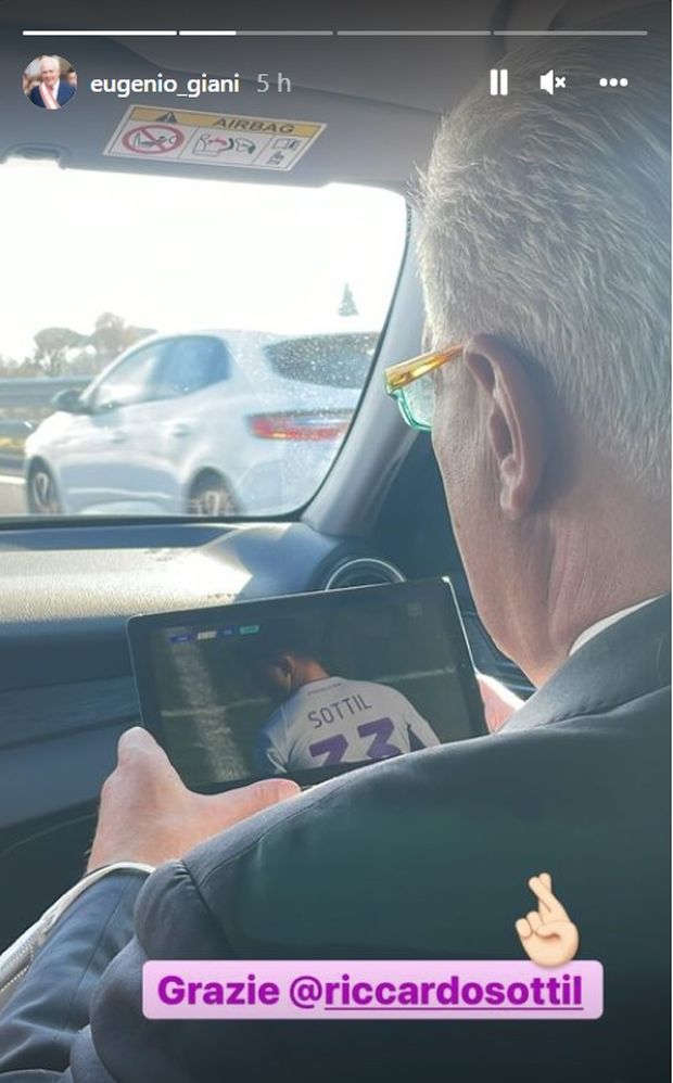 FOTO – Giani segue la Fiorentina in viaggio. Ed esulta al gol di Sottil- immagine 2