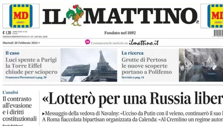 prima pagina il mattino oggi
