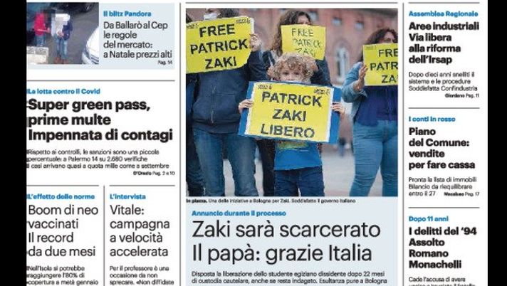 Prima Pagina, Giornale di Sicilia: “Droga, rotta Palermo-Trapani” - immagine 1