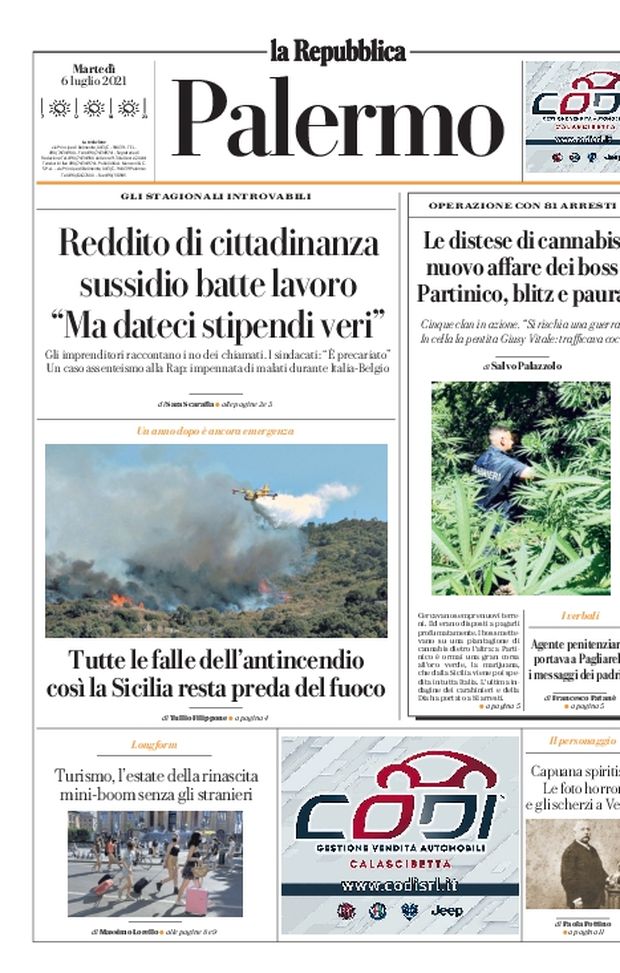 Prima Pagina, La Repubblica-Palermo: “Reddito di cittadinanza, sussidio batte lavoro” 