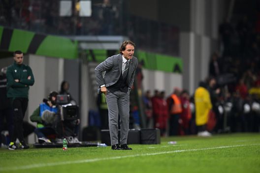 TIRANA, ALBANIA - NOVEMBER 16: Head coach of Italy Roberto Mancini reacts during the International friendly match between Albania and Italy at on November 16, 2022 in Tirana, Albania. (Photo by Mattia Ozbot/Getty Images) albania italia mancini