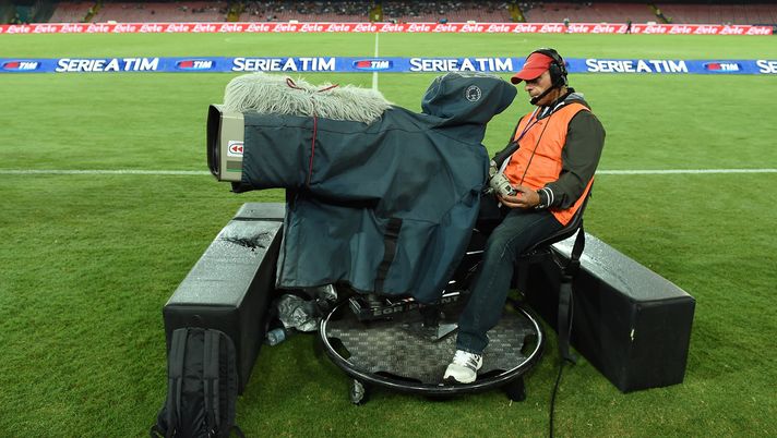 NAPLES, ITALY - SEPTEMBER 24:  A TV camera films during the Serie A match between SSC Napoli and US Citta di Palermo at Stadio San Paolo on September 24, 2014 in Naples, Italy.  (Photo by Tullio M. Puglia/Getty Images) 