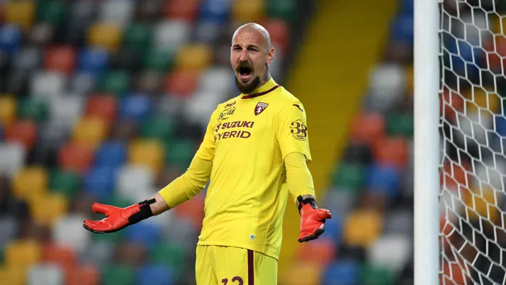 UDINE, ITALY - APRIL 10: Vanja Milinkovic-Savic of Torino FC reacts during the Serie A match between Udinese Calcio  and Torino FC at Dacia Arena on April 10, 2021 in Udine, Italy. Sporting stadiums around Italy remain under strict restrictions due to the Coronavirus Pandemic as Government social distancing laws prohibit fans inside venues resulting in games being played behind closed doors.  (Photo by Alessandro Sabattini/Getty Images)