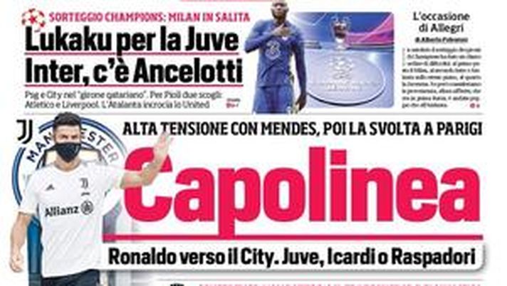 Prima Pagina, Corriere dello Sport: “Ronaldo verso il City. Juve, Icardi o Raspadori” 
