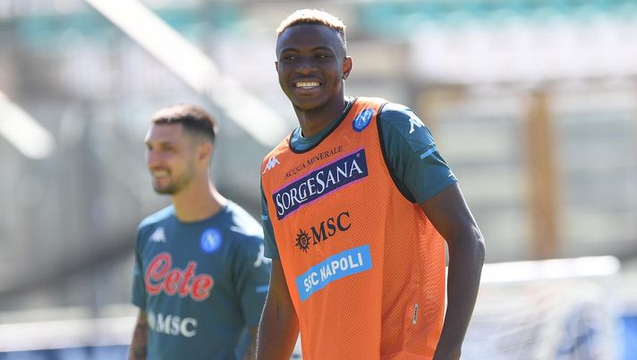 CASTEL DI SANGRO, ITALY - AUGUST 06: Vìctor Osimhen of Napoli during an SSC Napoli training session on August 06, 2021 in Castel di Sangro, Italy. (Photo by SSC NAPOLI/SSC NAPOLI via Getty Images) 