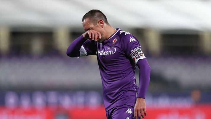 FLORENCE, ITALY - OCTOBER 28: Franck Ribery of ACF Fiorentina reacts during the Coppa Italia match between ACF Fiorentina and Calcio Padova at Artemio Franchi on October 28, 2020 in Florence, Italy. (Photo by Gabriele Maltinti/Getty Images) Ribery ancora ai box. Gazzetta: “Si è fermato di nuovo, ora è in forte dubbio” - immagine 1