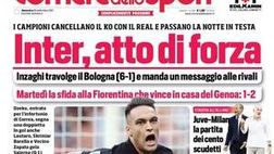 Prima Pagina,Corriere dello Sport: “Atto di forza Inter. Juve-Milan, Max al crocevia”