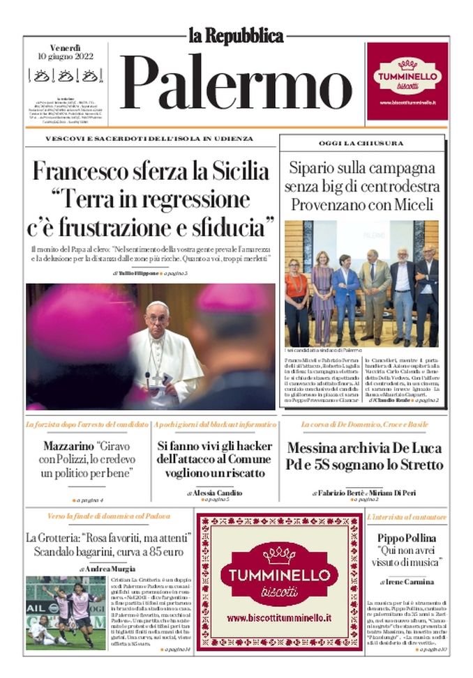 Prima Pagina, La Repubblica-Palermo: “Scandalo bagarini, curva a 85 euro” - immagine 1