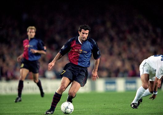 18 Apr 2000: Luis Figo of Barcelona in action during the UEFA Champions League quarter-final second leg against Chelsea at the Nou Camp in Barcelona, Spain. Barcelona won the match 5-1. Mandatory Credit: Clive Brunskill /Allsport 18 Apr 2000: Luis Figo of Barcelona in action during the UEFA Champions League quarter-final second leg against Chelsea at the Nou Camp in Barcelona, Spain. Barcelona won the match 5-1. Mandatory Credit: Clive Brunskill /Allsport