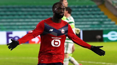 GLASGOW, SCOTLAND - DECEMBER 10: Jonathan Ikone of Lille celebrates after he scores their team's first goal during the UEFA Europa League Group H stage match between Celtic and LOSC Lille at Celtic Park on December 10, 2020 in Glasgow, Scotland. The match will be played without fans, behind closed doors as a Covid-19 precaution. (Photo by Ian MacNicol/Getty Images) GLASGOW, SCOTLAND - DECEMBER 10: Jonathan Ikone of Lille celebrates after he scores their team's first goal during the UEFA Europa League Group H stage match between Celtic and LOSC Lille at Celtic Park on December 10, 2020 in Glasgow, Scotland. The match will be played without fans, behind closed doors as a Covid-19 precaution. (Photo by Ian MacNicol/Getty Images)