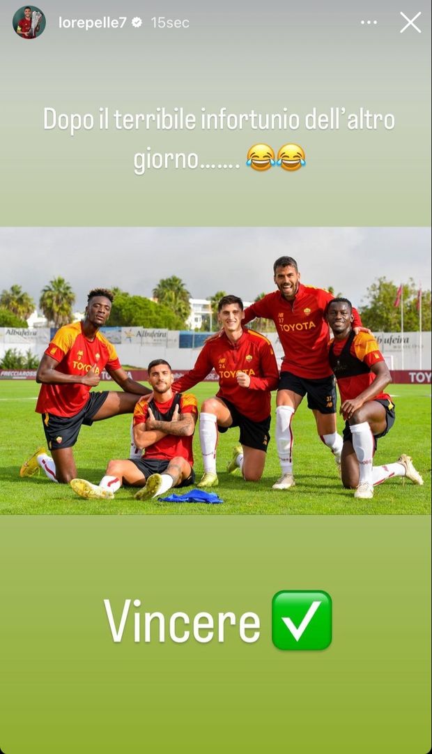 Roma, Pellegrini torna in gruppo e scherza: “Dopo il terribile infortunio…”- immagine 2
