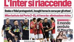 Prima Pagina Corriere dello Sport: “L’Inter si riaccende. Milan, eliminazione vicina”