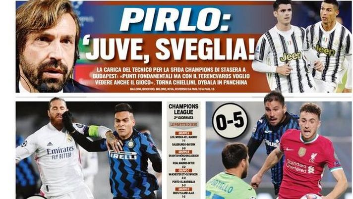 Tuttosport, la prima pagina di oggi, mercoledì 4 novembre 2020 