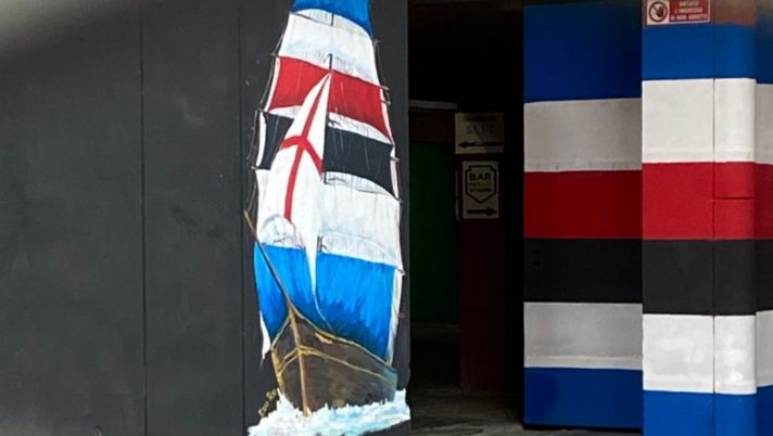 Ecco il nostro veliero, il derby dei murales a Genova: uno a uno Samp e palla al centro Ecco il nostro veliero, il derby dei murales a Genova: uno a uno Samp e palla al centro - immagine 1