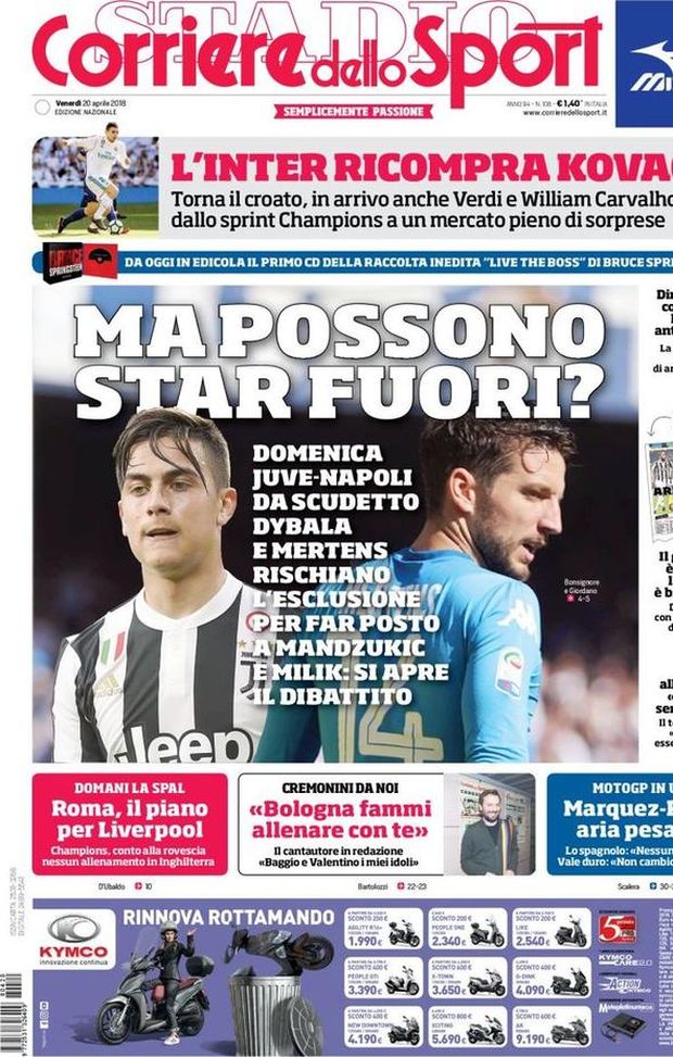 Prima Pagina, Corriere dello Sport: “Ma possono star fuori? La partitissima a un pool di arbitri mondiali. L’inter ricompra Kovacic. Roma, conto alla rovescia…” Prima Pagina, Corriere dello Sport: “Ma possono star fuori? La partitissima a un pool di arbitri mondiali. L’inter ricompra Kovacic. Roma, conto alla rovescia…”