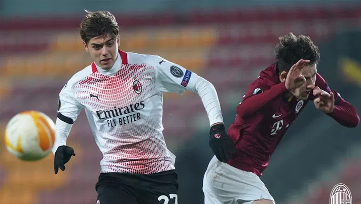 Daniel Maldini (attaccante AC Milan) durante Sparta Praga-Milan 0-1 (Europa League 2020-2021) | AC Milan News (acmilan.com)