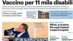 Prima Pagina, Giornale di Sicilia: “Vaccino per 11 mila disabili. Sanremo, si canta nel silenzio blindato”