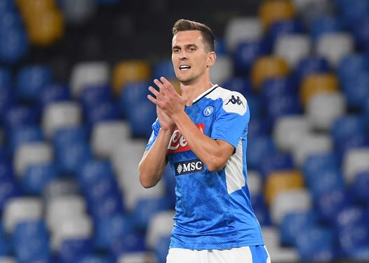 NAPLES, ITALY - JULY 25: Arkadiusz Milik during the Serie A match between SSC Napoli and US Sassuolo at Stadio San Paolo on July 25, 2020 in Naples, Italy. (Photo by SSC NAPOLI/SSC NAPOLI via Getty Images) NAPLES, ITALY - JULY 25: Arkadiusz Milik during the Serie A match between SSC Napoli and US Sassuolo at Stadio San Paolo on July 25, 2020 in Naples, Italy. (Photo by SSC NAPOLI/SSC NAPOLI via Getty Images)