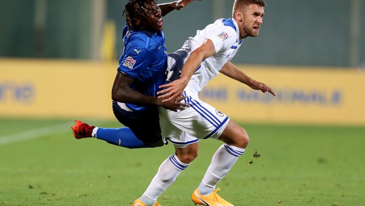 FLORENCE, ITALY - SEPTEMBER 04:  Moise Kean of Italy in action during the UEFA Nations League group stage match between Italy and Bosnia and Herzegovina at Artemio Franchi on September 4, 2020 in Florence, Italy.  (Photo by Paolo Bruno/Getty Images) 