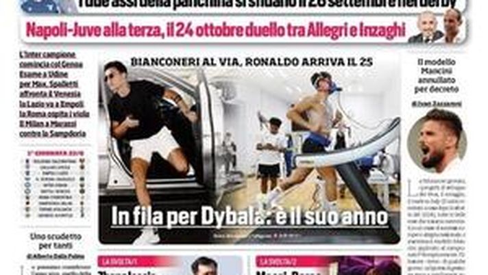 Prima Pagina, Corriere dello Sport: “Sarri-Mou alla sesta. L’anno di Dybala” 