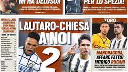 Prima pagina, Tuttosport: “”Lautaro-Chiesa, a noi due. De Laurentiis mi ha deluso”