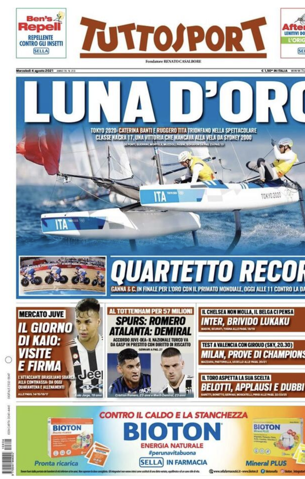 Prima Pagina, Tuttosport: “Il giorno di Kaio Jorge. Spurs-Romero, Atalanta-Demiral”  Prima Pagina, Tuttosport: “Il giorno di Kaio Jorge. Spurs-Romero, Atalanta-Demiral”