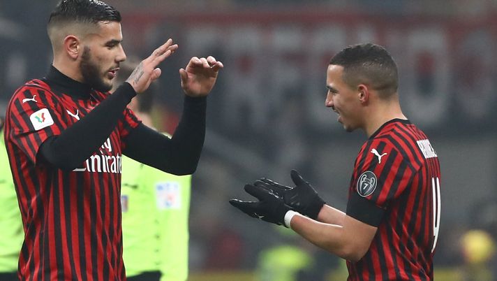 Theo Hernandez e Ismael Bennacer, giocatori dell'ACMilan (credits: Getty Images) 