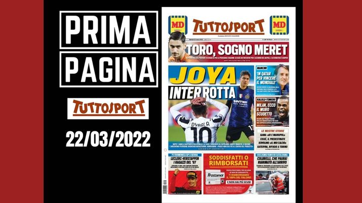 Tuttosport, la prima pagina di oggi, martedì 22 marzo 2022 Tuttosport