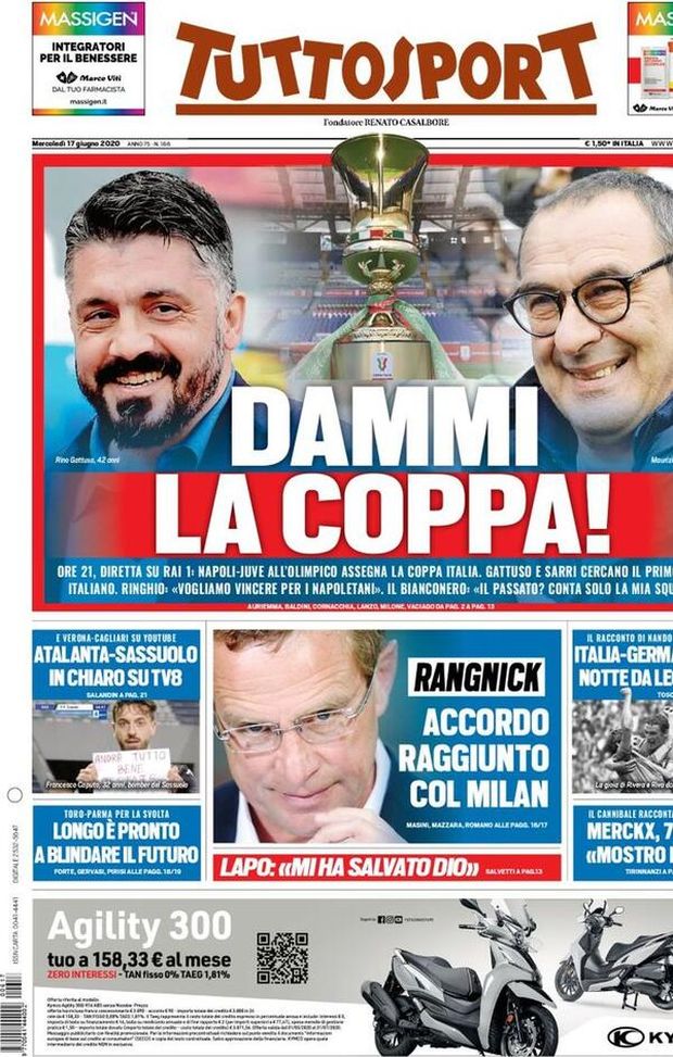 TUTTOSPORT – La Prima Pagina Di Oggi, 17 Giugno 2020 - Pianeta Milan