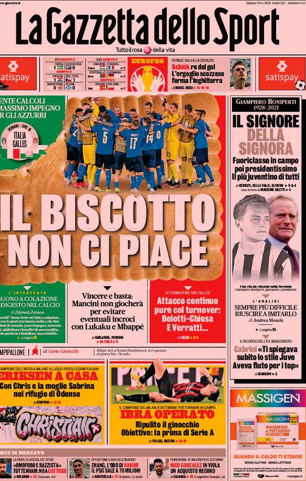 Prima Pagina, La Gazzetta dello Sport: “Il biscotto non ci piace. Vincere e basta” 